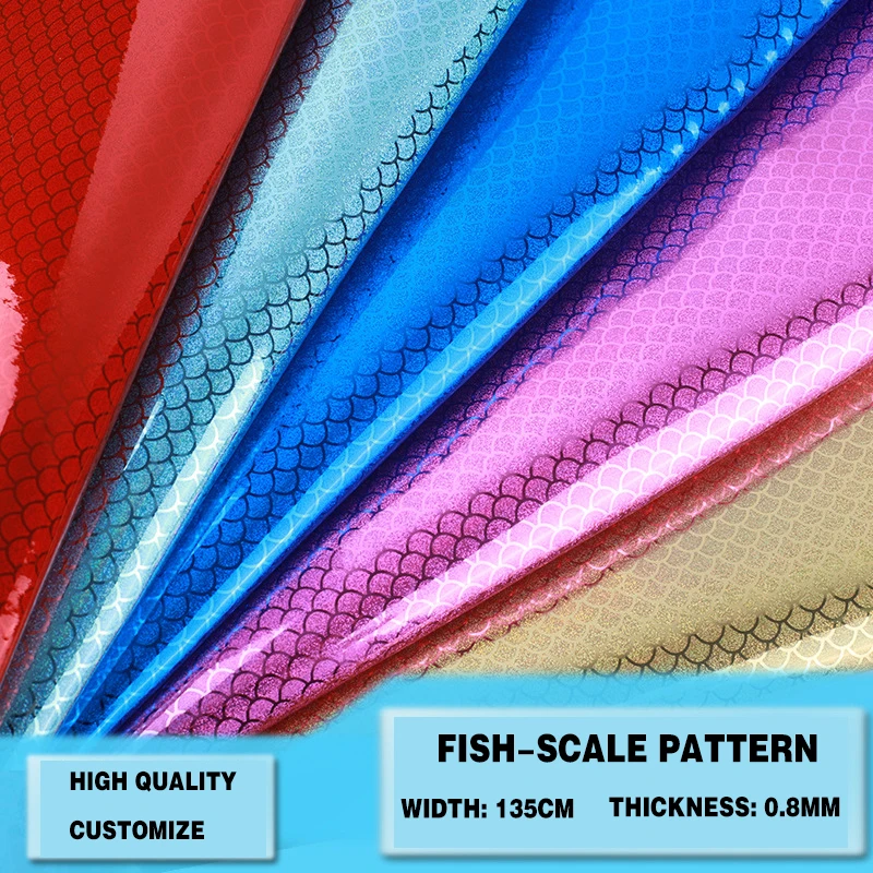 

PU Faux Leather Fish-scale Pattern Chunky Shiny Gold Synthetic Faux Hairbow Fabric DIY Accessories Synthetic Leather 135cm*91cm