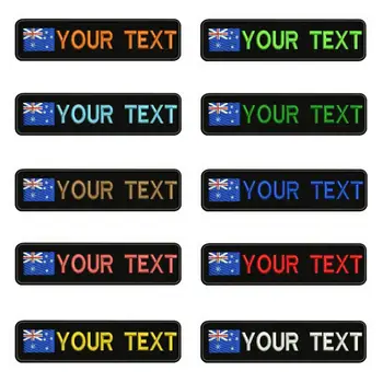 

Australian flag Australia Embroidery Custom Name Text Patch Stripes badge Iron On Or Velcro Backing Patches For Clothes Backpack