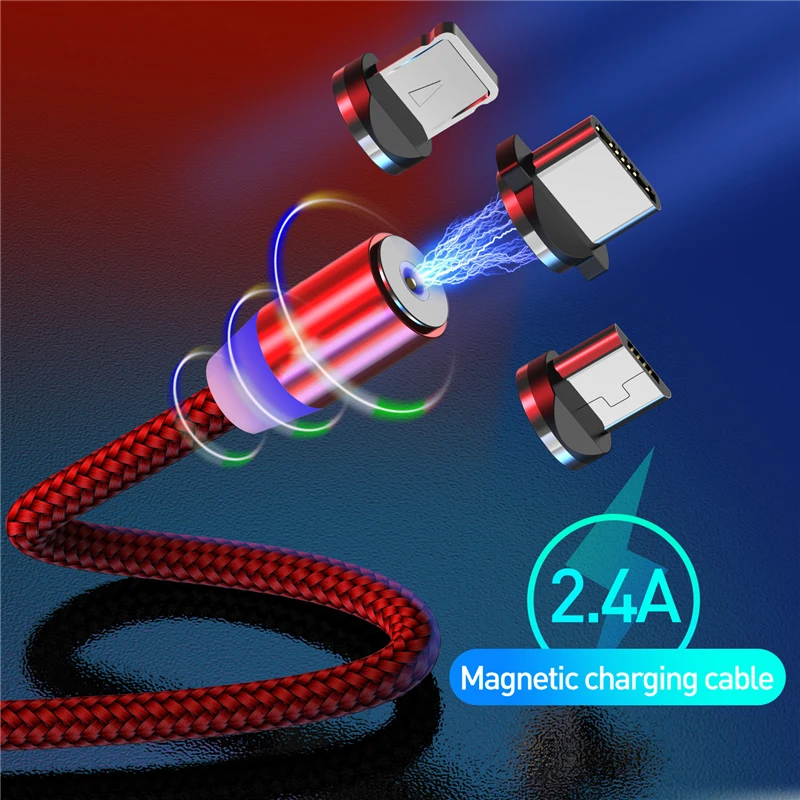 Магнитный USB кабель 2.4A мобильный телефон зарядный провод магнитное зарядное