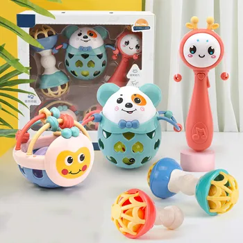 

5 Pcs Cartoon Baby Teether Educational Mobiles Toys Baby Hand-Ringing Rattle Toy Set Teether Toddler Puzzle Tooth Set