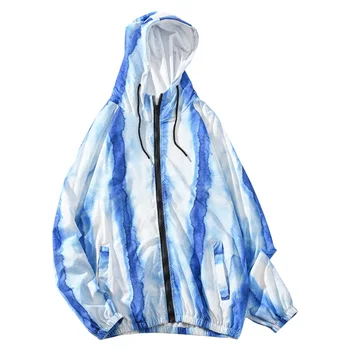 

New Fashion Men Sweatshirts Striped Print Watercolor Autumn Winter Hooded Coat With 2 Pockets Sports Oversize Man Hoodie