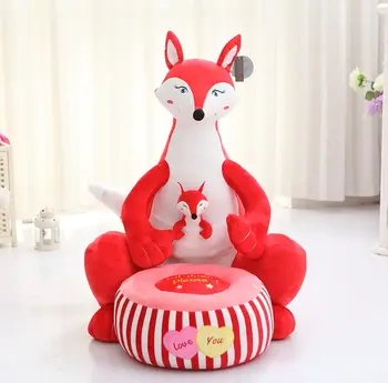 

[Funny] Very cute cartoon soft animal fox Sofa chair cotton stuffed plush toy Includ baby fox doll Adult and child can sit