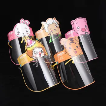 

Child Protective Face Mask Cartoons Anti-Fog Anti-splash Anti Droplet Adjustable Cute Safe Clear Kid Face Shield Full Face Cover