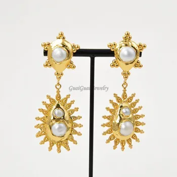 

GG Jewelry Yellow Gold Plated Keshi Pearl Earrings
