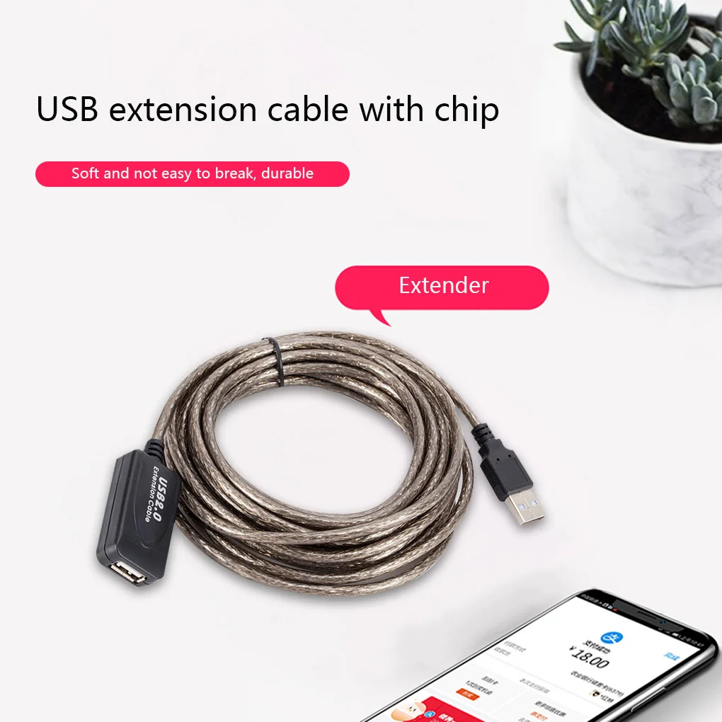 High-Speed USB 2.0 Extension Cable - Male to Female Adapter