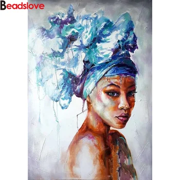 

full square round drill set diy diamond painting African woman 5d diamond mazayka embroidery living room decor