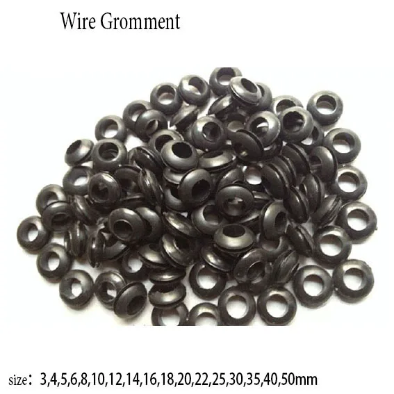 3mm/8mm Black Double Sided Open Hole Rubber Grommets Cable Wiring Ring W258 