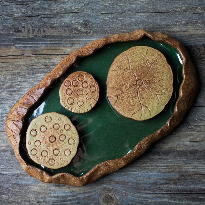 

New Chinese Style Tea Saucers Tea Tray Ceramic tea ceremony Lotus Teapot Hoder Heat-Insulating Tea Set teaset teaware