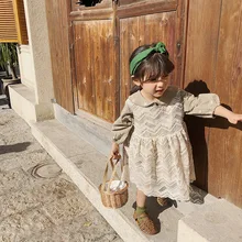 Весна, Новое поступление, модное кружевное платье-майка для девочек, детское свободное платье принцессы для девочек