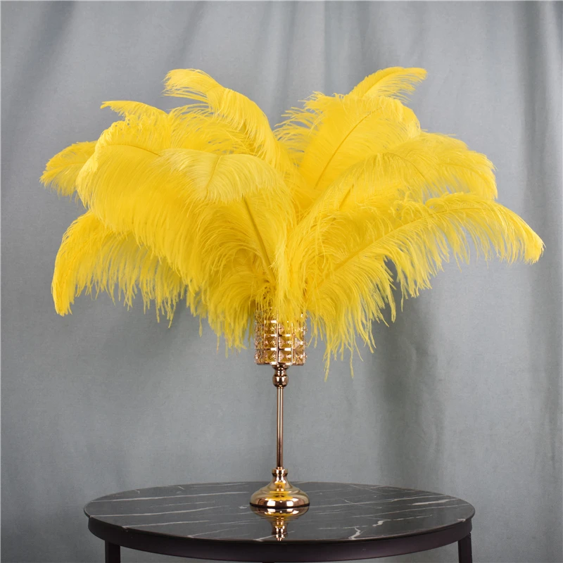 10Pcs Yellow Ostrich Feather for Crafts Fluffy Large Feathers Centerpieces  for Wedding Table Natural Pluma Decoration Handicraft