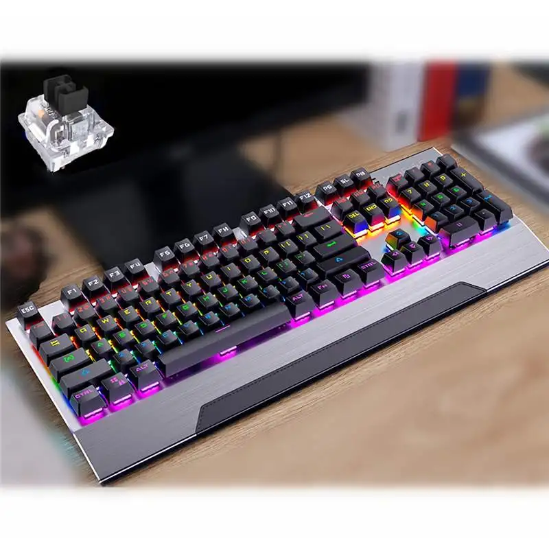 Wired Gaming Keyboard Mechanical Backlit Keyboards USB 104 Keycaps Round Keys Square Keys Gaming Keyboard For Game Laptop PC