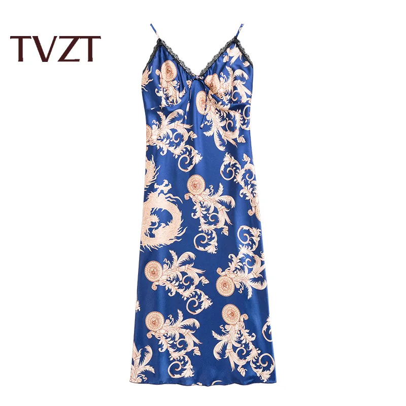 

Tvzt 2020 New Spring Hot Fashion Girls Female Lady Womens Night Dress Silk Satin Sleepwear Long Robes Nightwear Gown