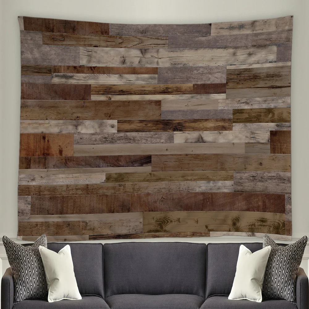 Wood plank texture pattern tapestry big art psychedelic wall hanging beach towel polyester fiber thin blanket yoga | Дом и сад
