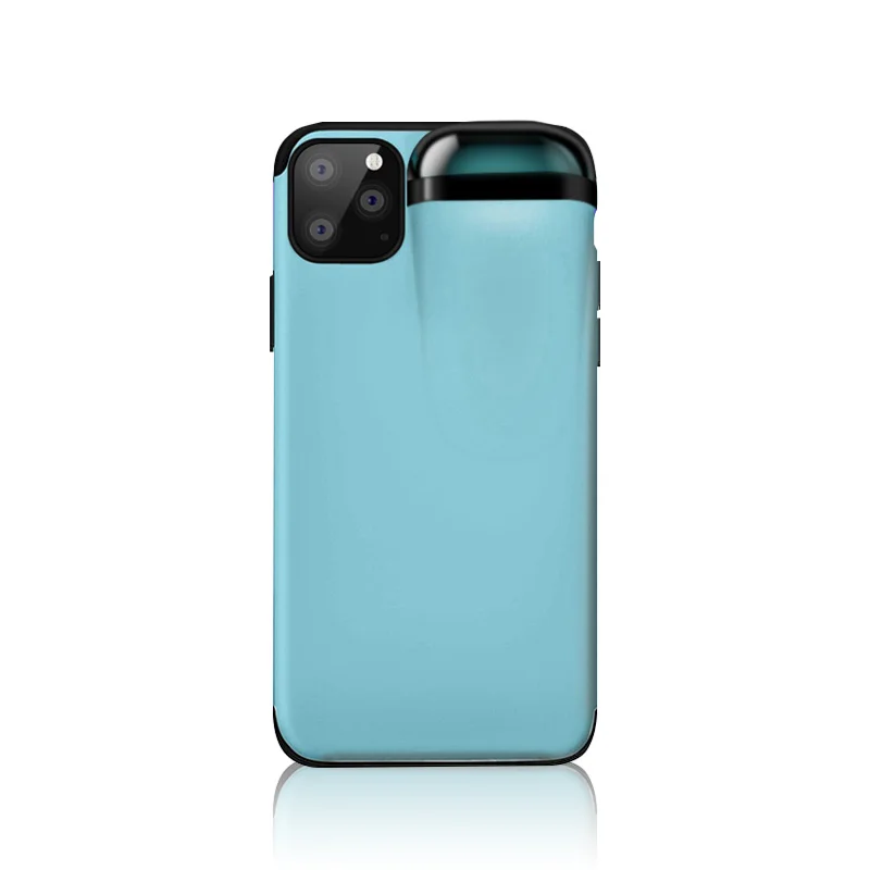 blue case Чехол FONKEN 2в1 для Iphone 11 11Pro Max защитный чехол с коробкой для хранения для AIrpods 1 2 держатель чехол для наушников Capa De Telefone - Цвет: blue case