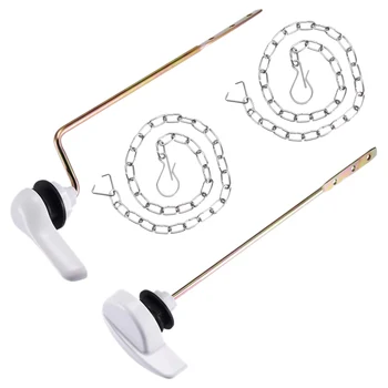 

2 Pcs White Side Mount Toilet Tank Flush Lever Handle with 2 Pcs Flapper Chains Replacement for Most Side Mount Toilets