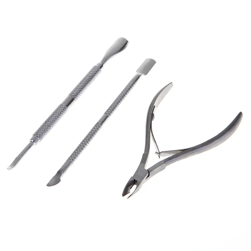 Manicure Implement Three-piece Set High Grade Stainless Steel Cuticle Nipper+ Multi-functional Dead Skin Remover Size Each One