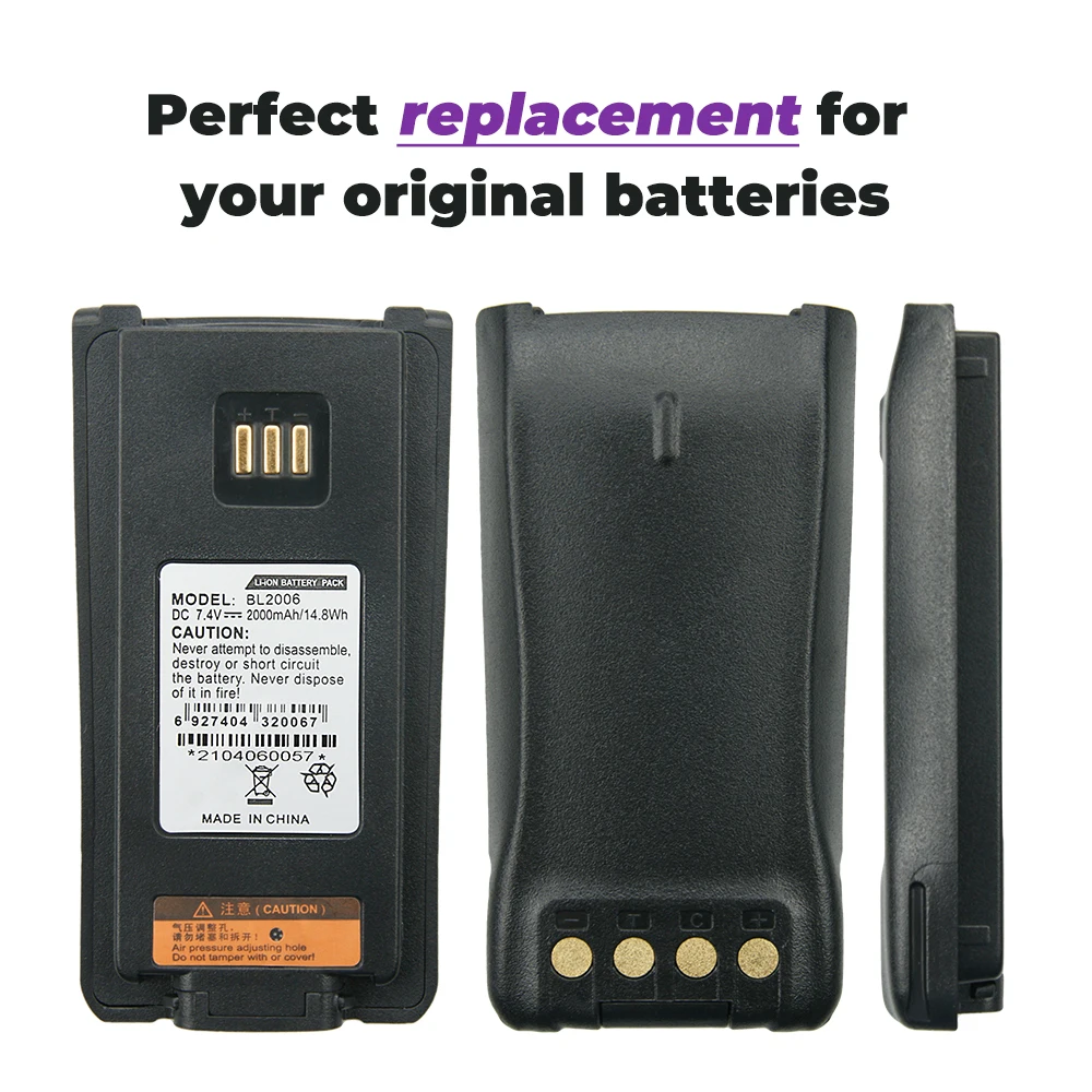 2pcs BL2006 Replacement Two Way Radio Battery for Hytera PD700 PD780 BL2503 PD705 PD705G PD785 PD785G BL2006 Radio,2000mAh
