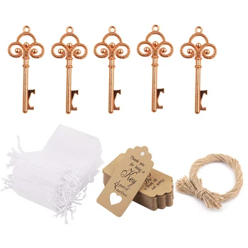 

50pcs Tools Vintage Wedding Decoration DIY Home Party Favours With Tag Card Multifunction Hotel Bottle Opener Key Chain Metal