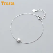 Trusta 925 пробы серебряные Модные женские ювелирные изделия синтез жемчужный браслет 16 см для подарка девушки леди DS870 Прямая поставка