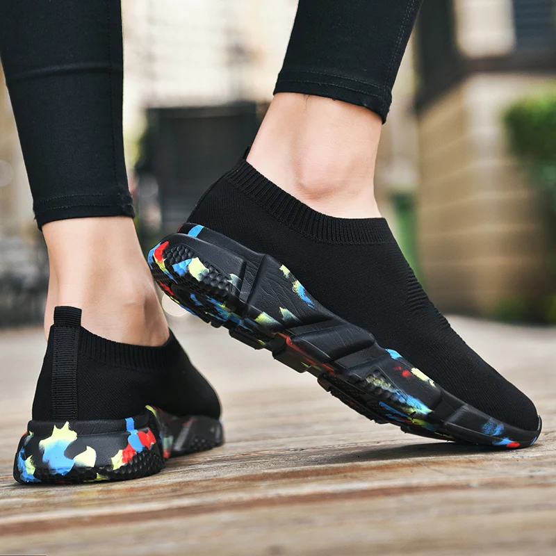 Women's Lightweight Knit Slip-On Sneakers - Casual Flat Loafers