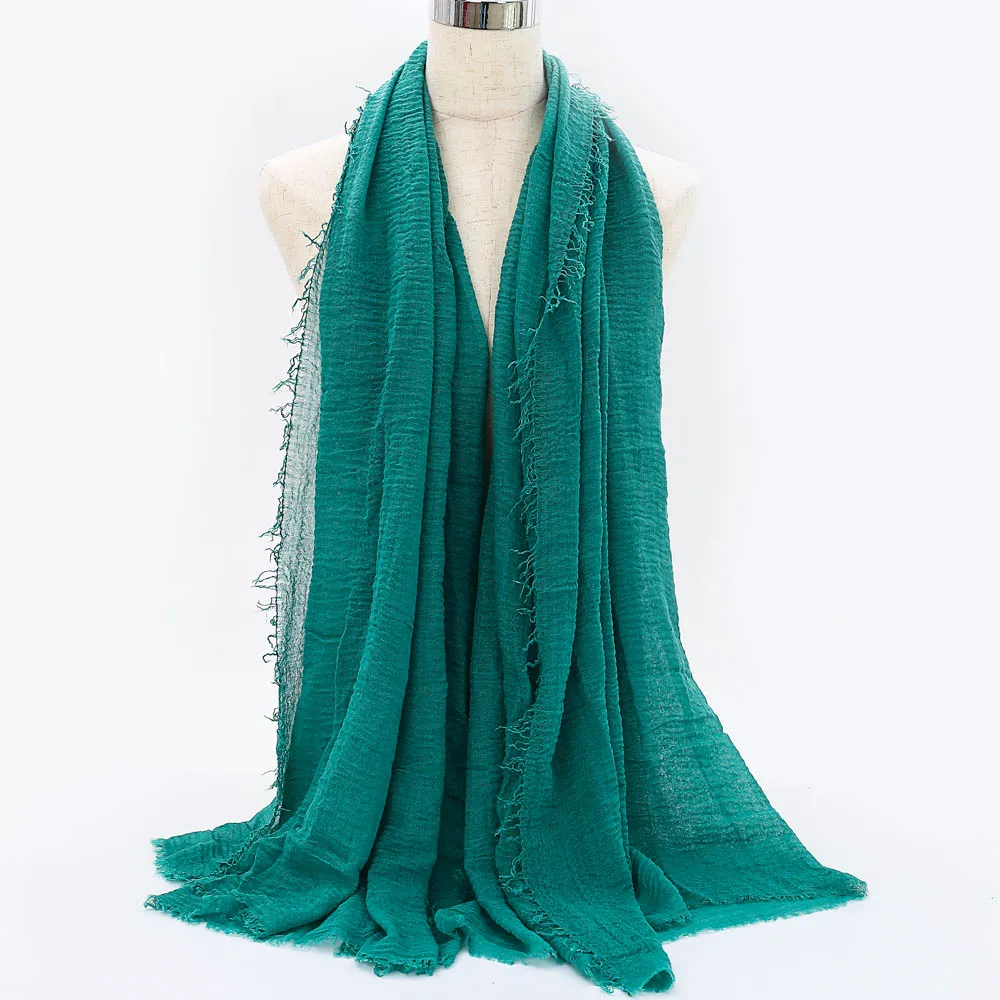 90*180 см женский мусульманский сморщенный хиджаб шарф femme musulman хлопок платок soie исламские длинные шали и обертывания - Цвет: 59