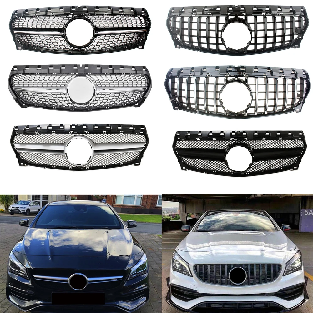 Front Racing Billet Bumper Grille Cover For Mercedes Benz W117 CLA Class 2017 2018 2019 GTR Diamond AMG | Автомобили и мотоциклы