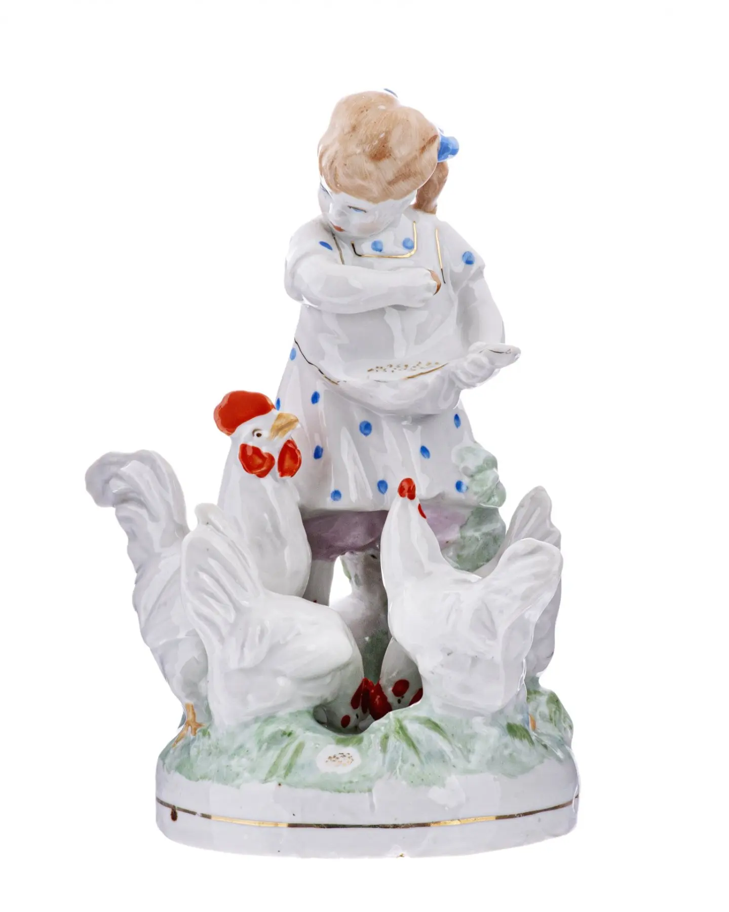 статуэтка девочка кормит кур