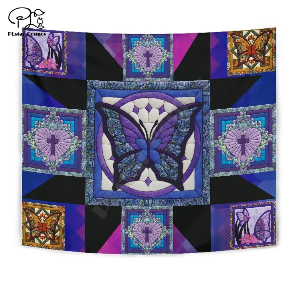 

PURPLE BUTTERFLY Funny cartoon Blanket Tapestry 3D Printed Tapestrying Rectangular Home Decor Wall Hanging style-3