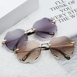 TOYEARN 2019 новые модные брендовые дизайнерские Винтажные Солнцезащитные очки без оправы для пилота женские прозрачные линзы градиентные