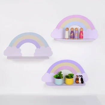 

Ins Cartoon Cloud Wooden Wall Shelf for Children Bedroom Baby Nursery Home Decoration Cute Room Wall Shelves Storage for Kids 5