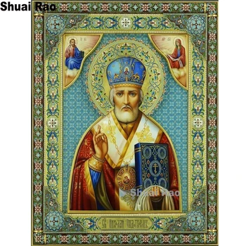 

5d Round Diamond Painting Full Drill Square Orthodox Religion icon Mosaic puzzle Portrait Home Decor Handmade Embroidery Gift