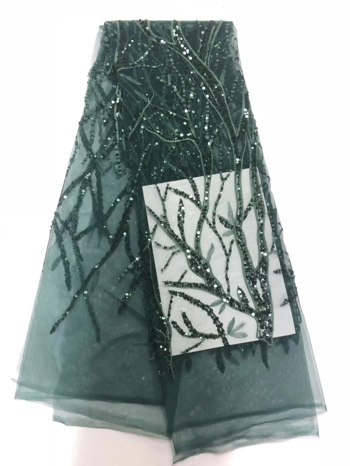 5 ярдов jhl01-3 зеленый# ручная работа ветка бисер хорошее качество вышивка Сетка кружевная ткань для пиления br свадебное платье