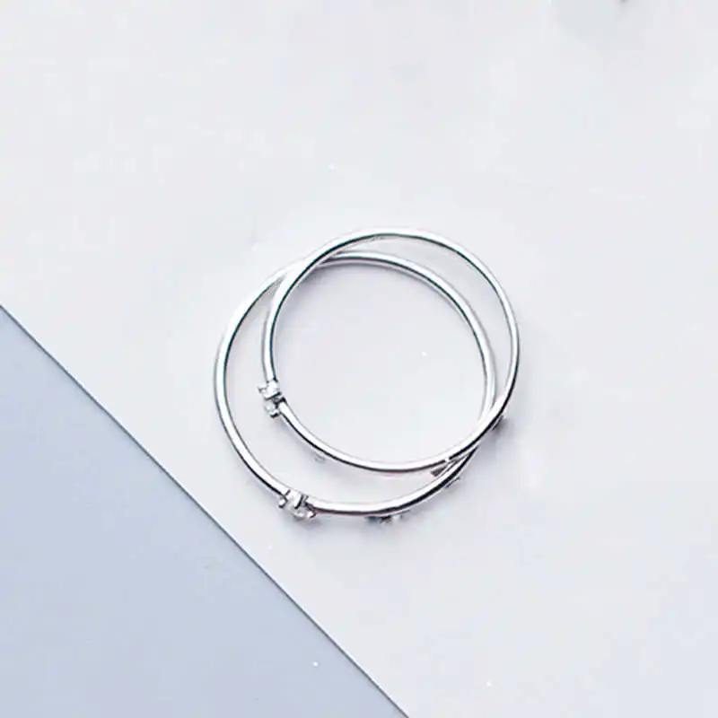 Real 925 Sterling Silver Zircon Geometric Ring For Fashion Women Party Cute Fine Jewelry Minimalist Accessories Gift SOFTPIG silver ring,silver rings
