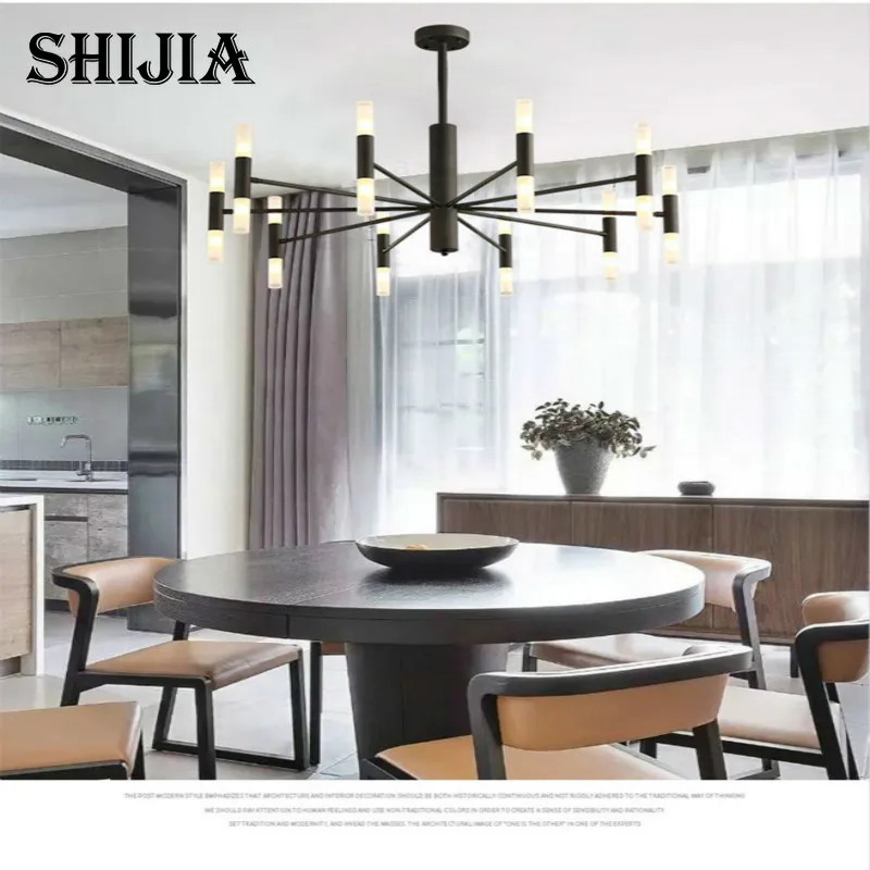 Art Deco Living Room Loft Decoration LED Tube Double Head Chandelier