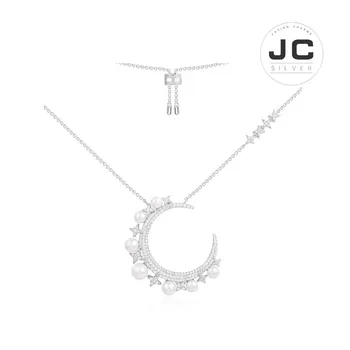 

New Fashion Charms Silver 925 Original Copy Jewelry,Silver Arabian Nights Moon Star Necklace For Women With Mono Logo Gift Box