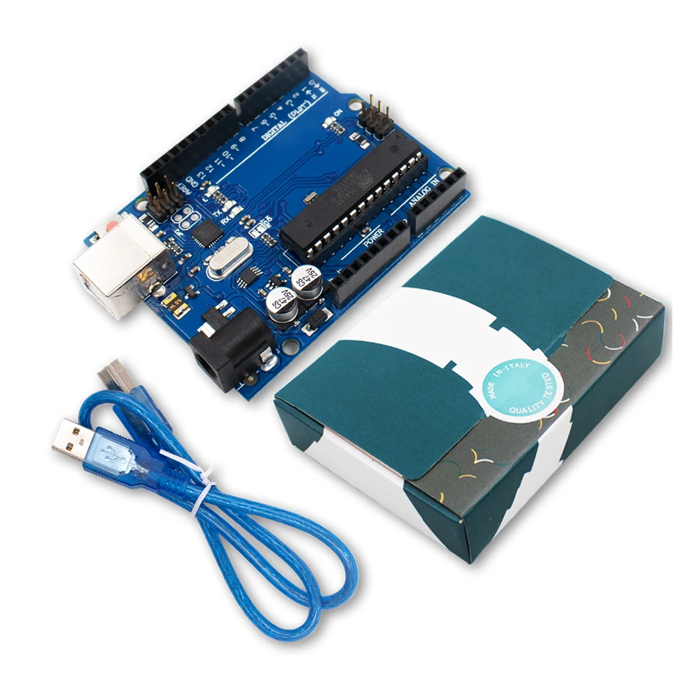 With cable and box Для UNO R3 MEGA328P ATMEGA16U2 макетная плата с usb-кабелем для Arduino стартовый комплект с розничной коробкой - Цвет: With cable and box