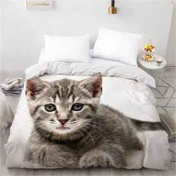 

3D Design Custom Duvet Quilt Comforter Blanket Cover Case Bed Linens Bedding Set Black 180x210cm Animals Dogs Cat Home Textile