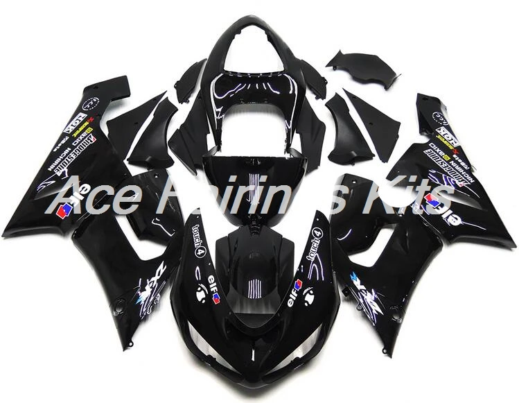 4 подарки ABS полный велосипед обтекатель комплект подходит для Kawasaki ZX6R 2005 2006 ZX-6R 05 06 Ninja 636 Обтекатели на кузов черный эльф
