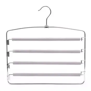 

5 Layers Stainless Steel Trousers Hanger S-type Anti-slip Magic Pants Closet Belt Holder Multifunction Rack Saving Space