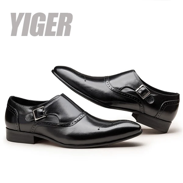 Black Oxford shoes YIGER/Новинка; Мужские модельные туфли; кожаная повседневная обувь; мужские туфли-оксфорды в деловом стиле; большие размеры; 0354 - Цвет: Black Oxford shoes