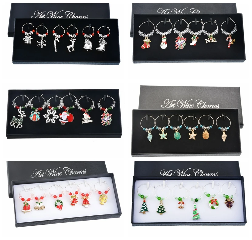 

1Set/6PCs Wine Glass Silver Color Butterfly Dragonfly Charms Fit Wine Marker Christmas Table Decor Jewelry New Year Gift