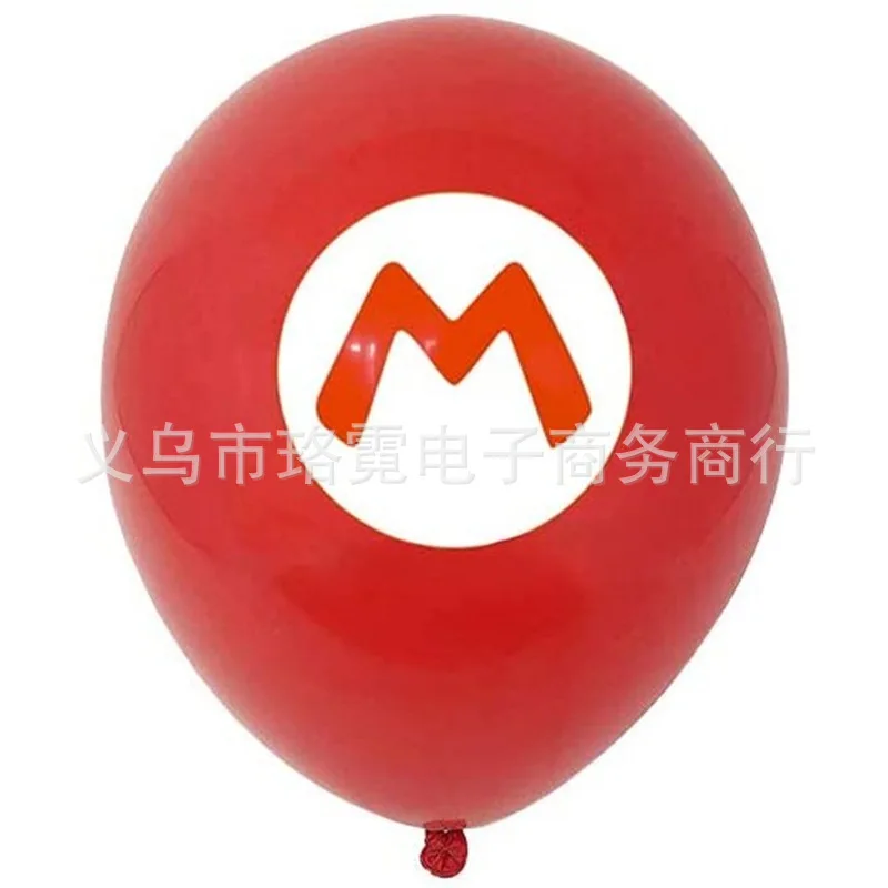 12pcs Super Mario anime Mario bros Luigi Bowser Princess Peach mushroom Theme balloons Children's birthday party decoration sets