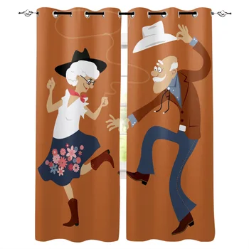 

Modern Cowboy Dance Cartoon Window Curtain Bedroom Kitchen Living Room Decoration Items Window Curtains for Living Room