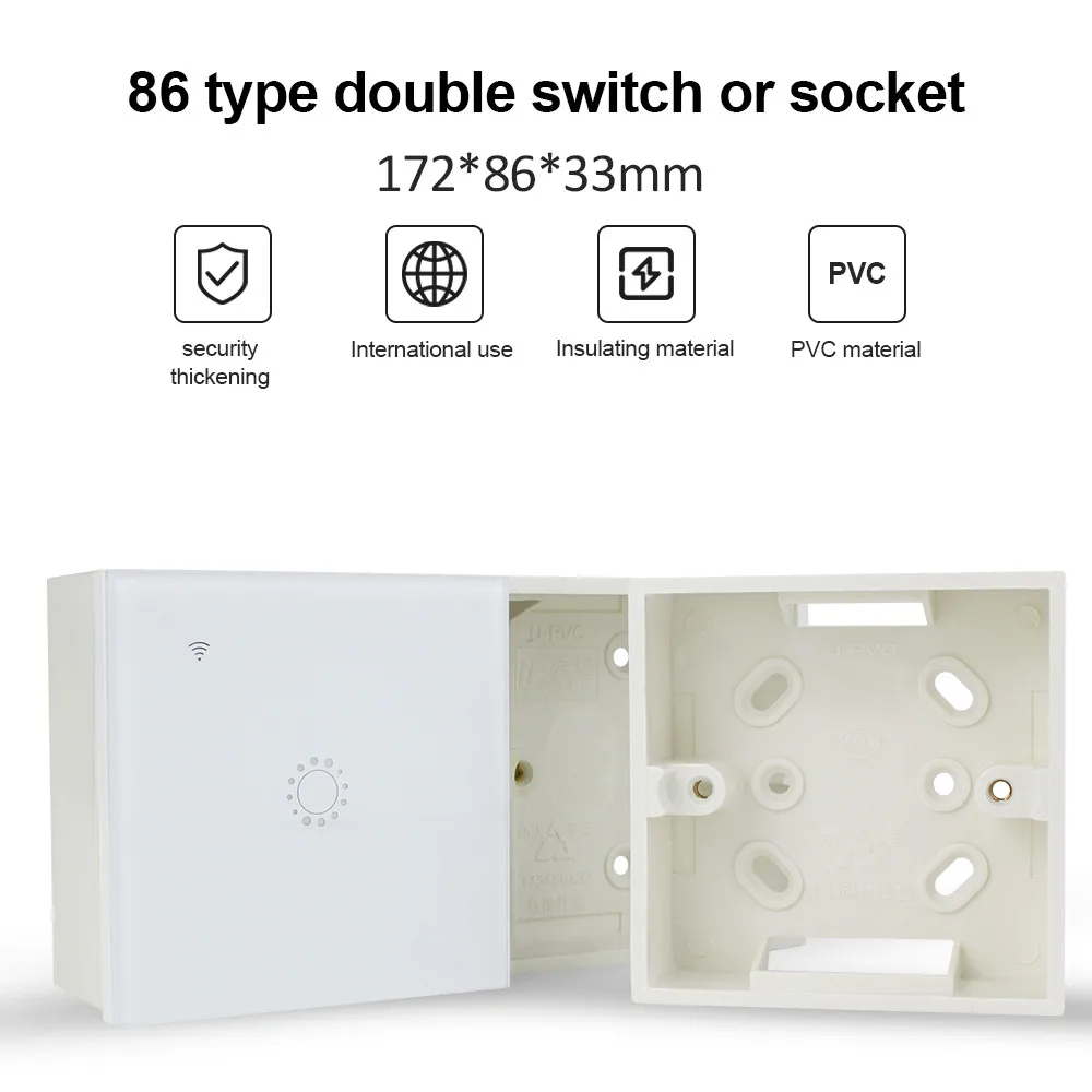 86 Type Cassette External Mounting Box 86*86*33mm For 1/2gang Switches Sockets Apply For Outside of Wall Surface Fire resistance