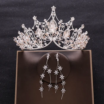 

Luxury Baroque Rhinestone Crystal Tiara And Crowns Bridal Hair Jewelry For Women Queen Diadem Handmade Wedding Hair Accessories