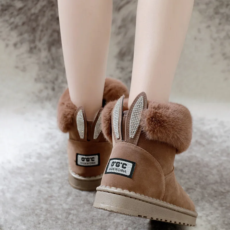 ERNESTNM Winter Boots Women 2019 Botas Mujer Warm Plush Ankle Boots for Women Slip-On Fur Booties Snow Boots Women Winter Shoes
