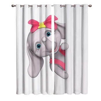 

Elephant Butterfly Pink Animal Window Curtains Curtains for Living Room Decorative Items Living Room