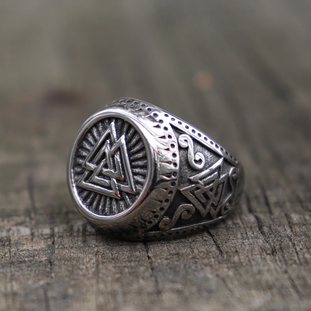 Мужское кольцо викинга из нержавеющей стали кольца Амулеты в скандинавском