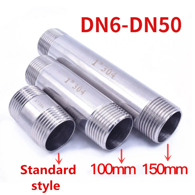 Water Pipe Fitting Hose Pipe Fitting Pipe Fitting Water connection 1/8" 1/4" 3/8" 1/2" 3/4" 1" 1-1/4" 1-1/2" Male X Male Threaded Pipe Fittings Stainless Steel SS304