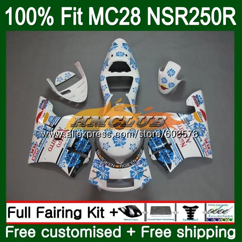 Литья под давлением для HONDA NSR250R 1994 1995 1996 1997 1998 1999 102CL. 43 MC28 NSR250 R RR СМП 250R 94 95 97 98 99 обтекатель белого и синего цвета